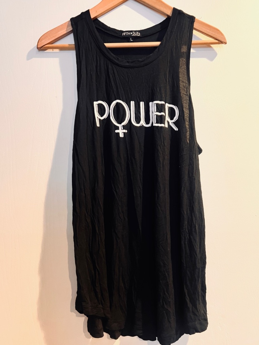Fifth Sun Black 'POWER' Graphic Muscle Tank- Large